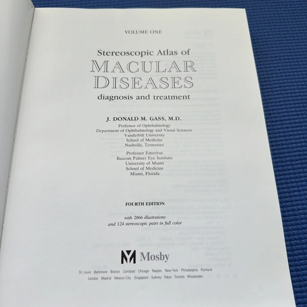 Excellent Stereoscopic Atlas of Macular Diseases by Gass (1996, Hardcover) Vol.1